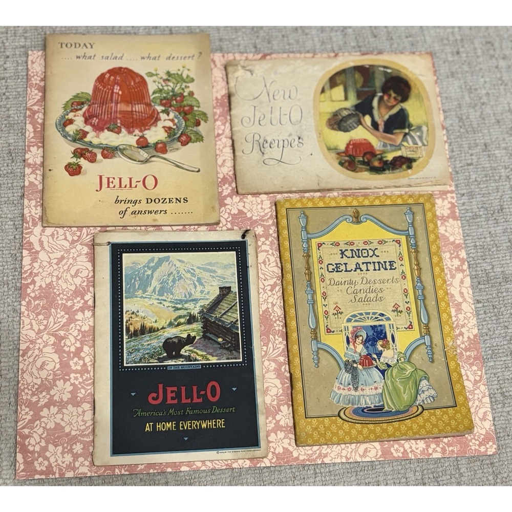 Vintage Jell-O & Knox Gelatine Recipe Booklet Lot Advertising Ephemera Retro